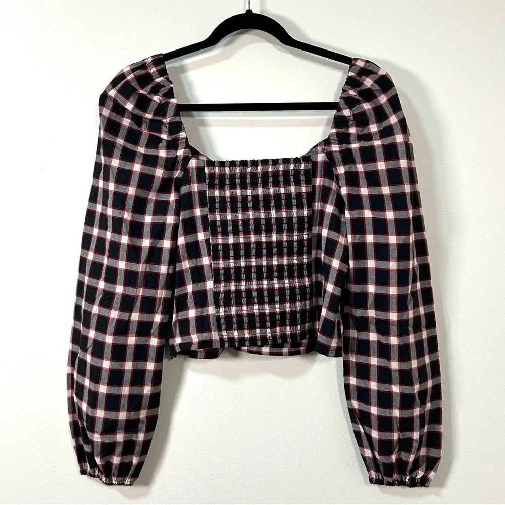 LOFT | NWT Plaid Sweetheart Blouse